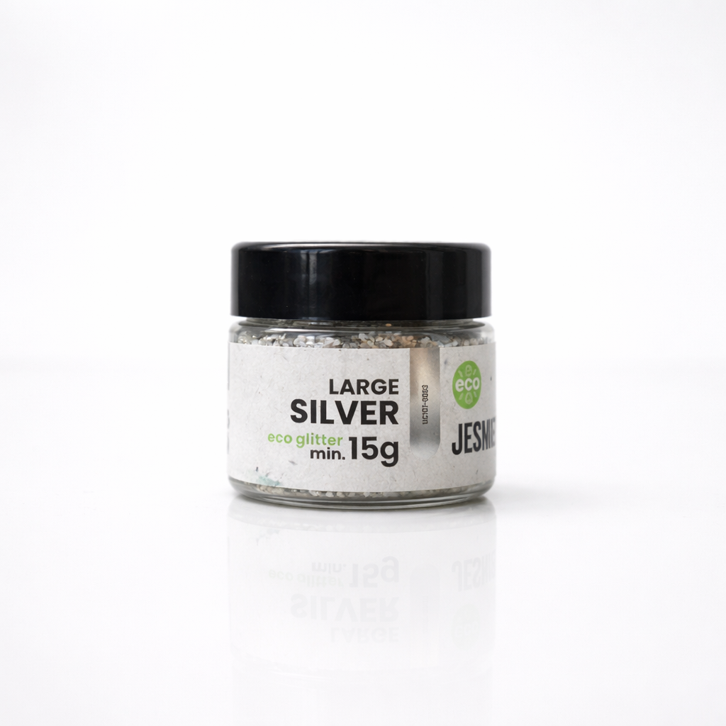 Eco Glitters Large Silver – Paillettes écologiques argentées pour résine de coulée – 15gr